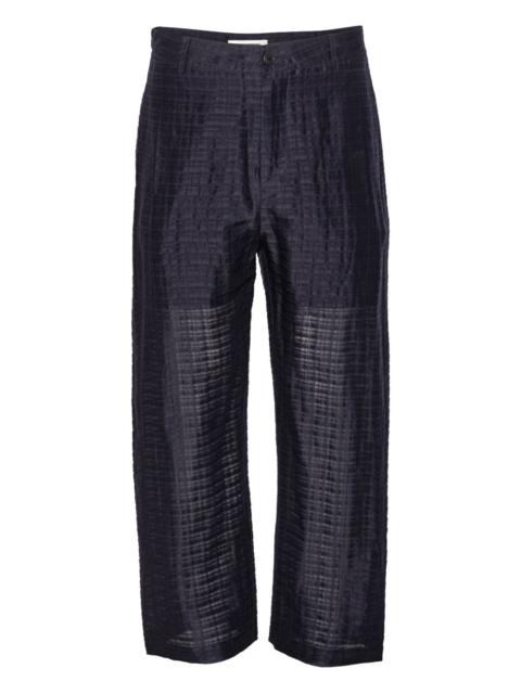 button grid trousers