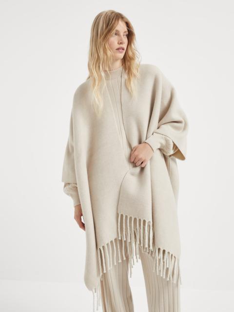 Wool and cashmere reversible double knit poncho