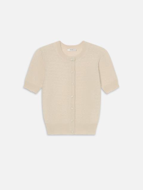The Cashmere Pointelle Cardi in Cream