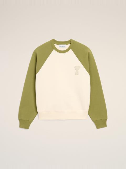 WHITE AND GREEN COTTON KNITTED AMI DE COEUR SWEATSHIRT