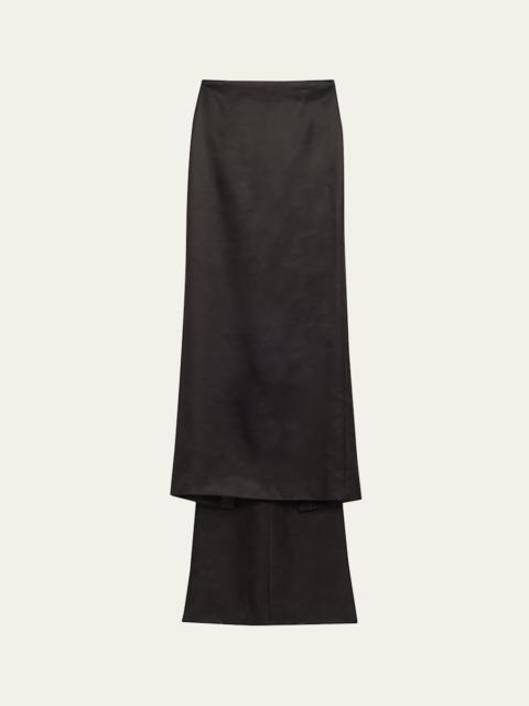 Monroe Wool-Silk Train Maxi Skirt