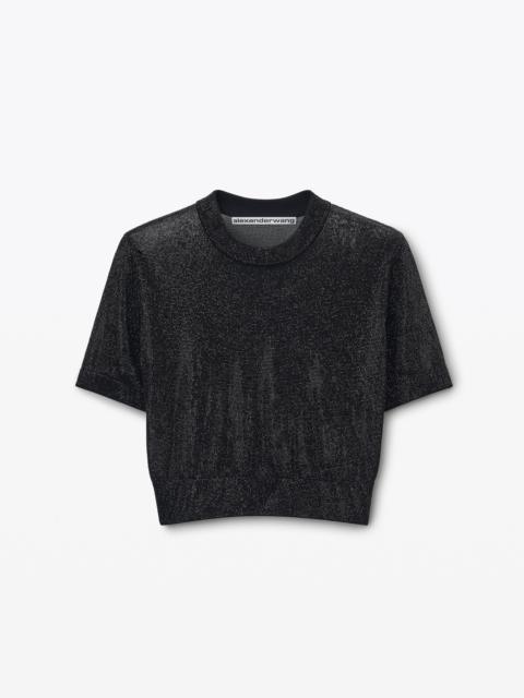 Black Clear Bead Hotfix Crewneck Tee