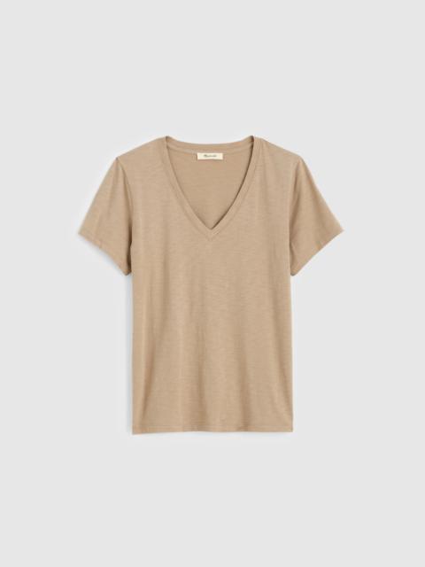 The Easy Crop V-Neck Tee in Soft Slub