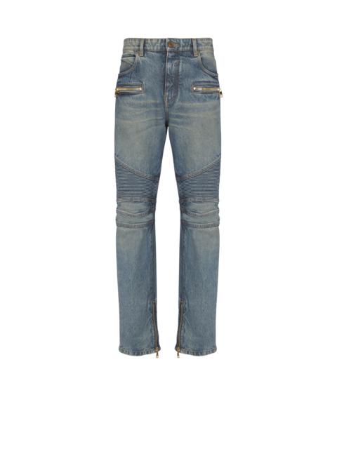 Biker jeans in vintage denim