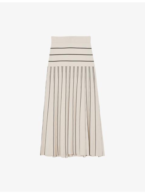 Alice Stripe Pleated Knitted Midi Skirt