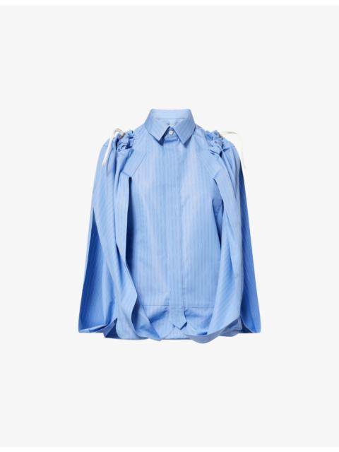 Pinstripe Sleeveless Cotton-Blend Shirt