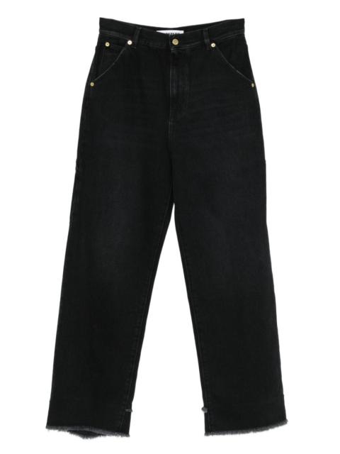 frayed denim straight-leg jeans