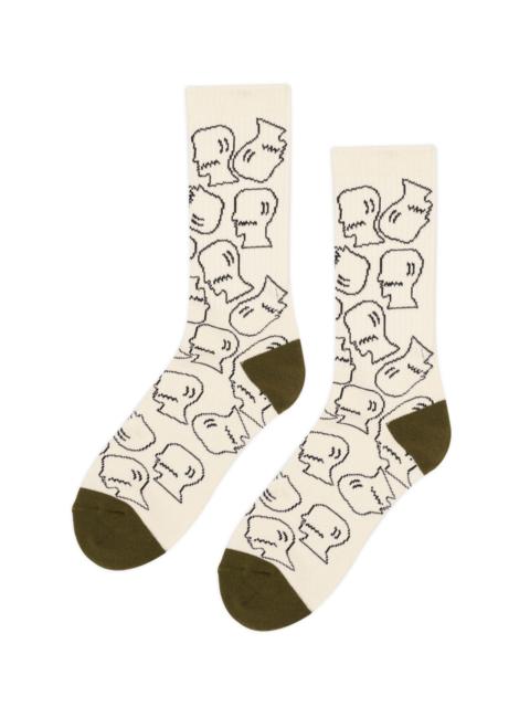 Logohead Crew Socks - Cream