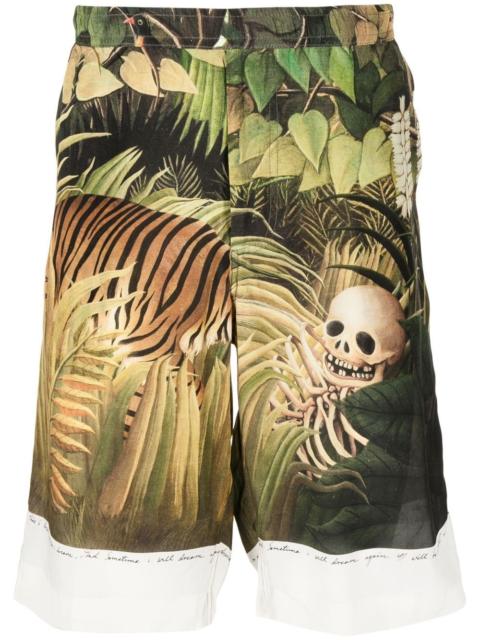 Forest graphic-print silk shorts
