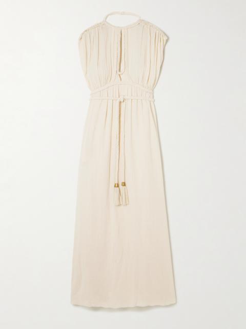 Joya Braided Gathered Cotton-gauze Maxi Dress