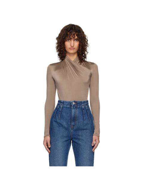 Brown Scarf Bodysuit