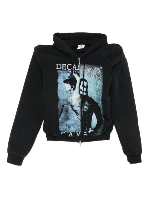 graphic-print zipped hoodie