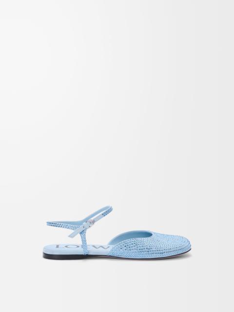 Toy ankle strap ballerina in rhinestone-embellished suede