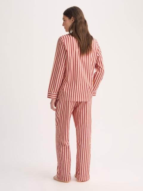 Women's Pajamas Capri Cotton Batiste Red & Peach Stripe
