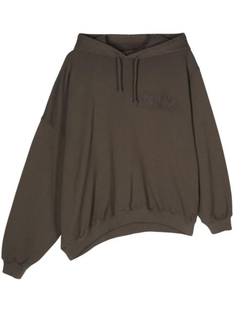 embroidered-logo asymmetric hoodie
