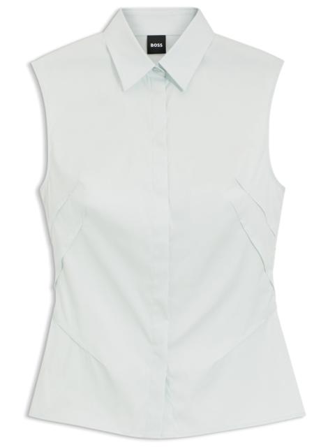SLEEVELESS SLIM-FIT BLOUSE IN A COTTON BLEND