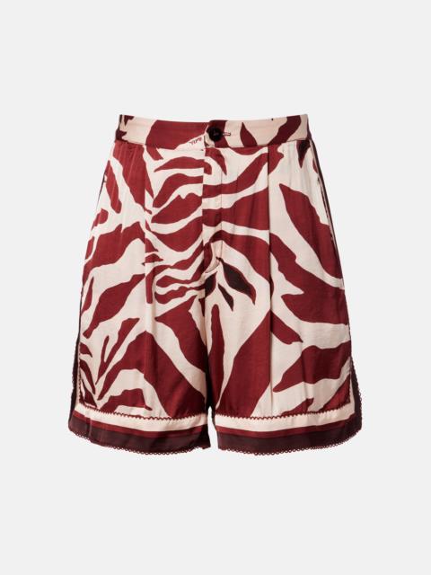 Isabelle printed satin shorts