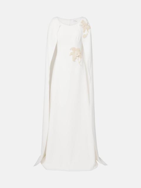 Yuna faux pearl-embellished crêpe gown