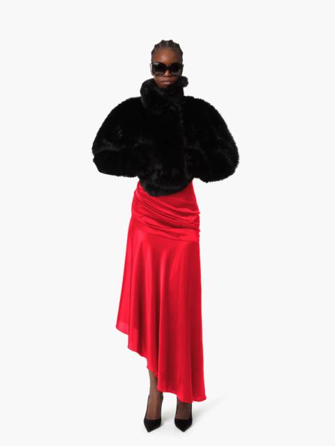 Red Asymmetric Draped Skirt