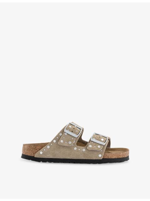Arizona Two-Strap Suede Flat Sandals