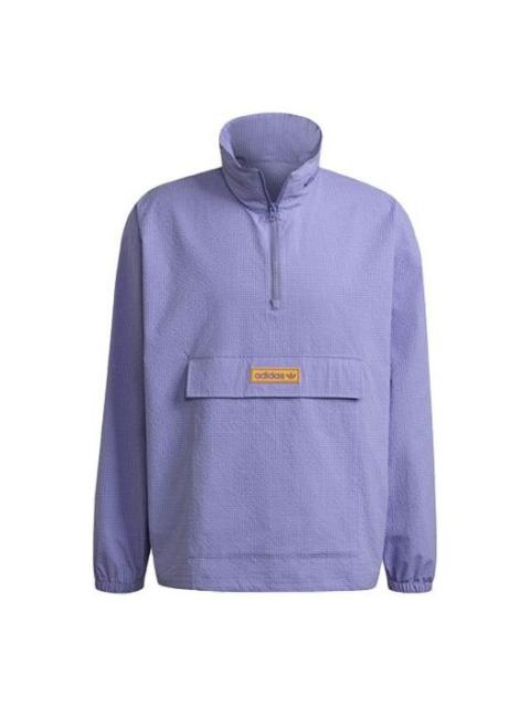 adidas originals Quarter Zip Casual Sports Half Zipper Hooded Jacket Purple HB1822