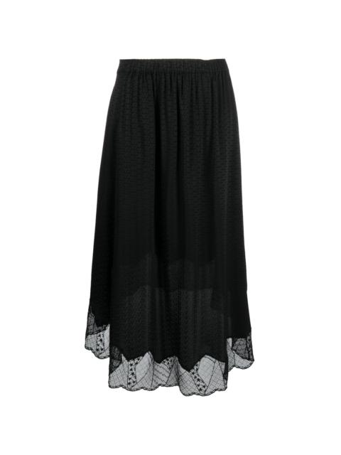 lace-trim silk skirt