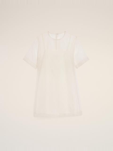WHITE SILK MINI TRAPEZE DRESS
