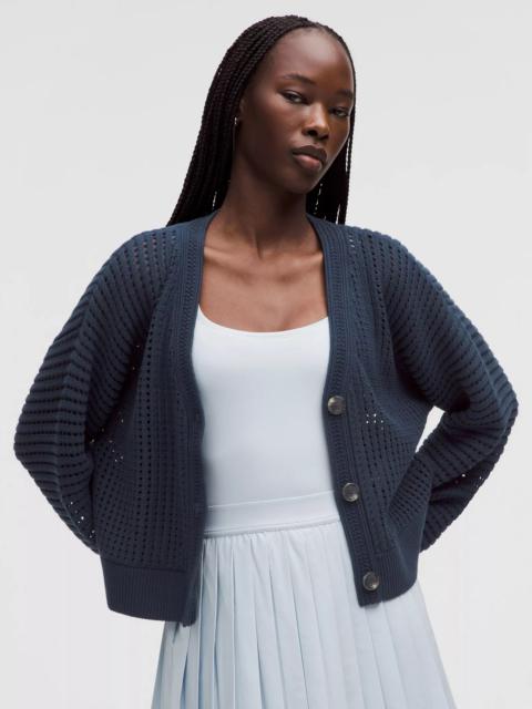 Cotton Crochet Mesh Relaxed-Fit Cardigan