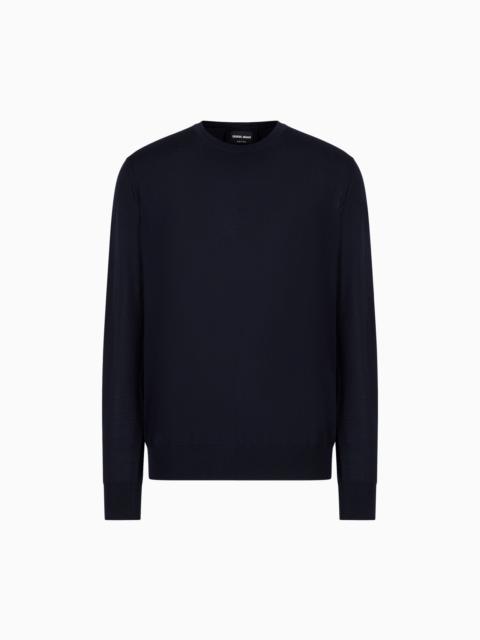 Virgin-wool, crew-neck jumper