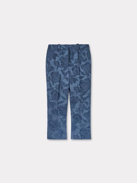 'KENZO Peonies' cropped pants in cotton linen jacquard