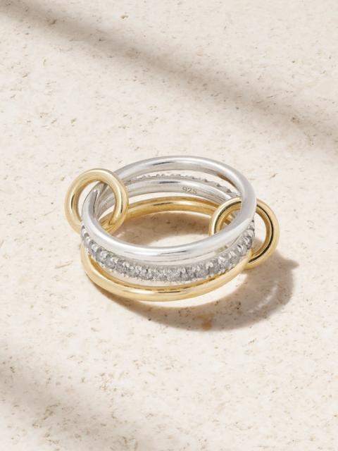 Tigris 18-karat gold, sterling silver and diamond ring Gold