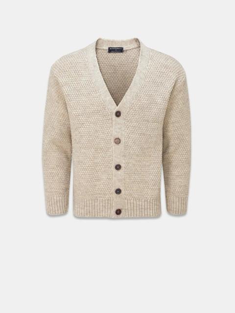 Men's Moss Stitch Cardigan Oatmeal