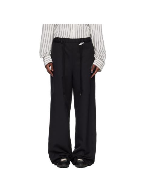 Black Wool-Like Easy Trousers