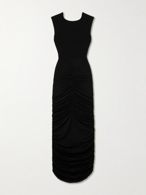 Ruched Open-back Stretch-jersey Gown
