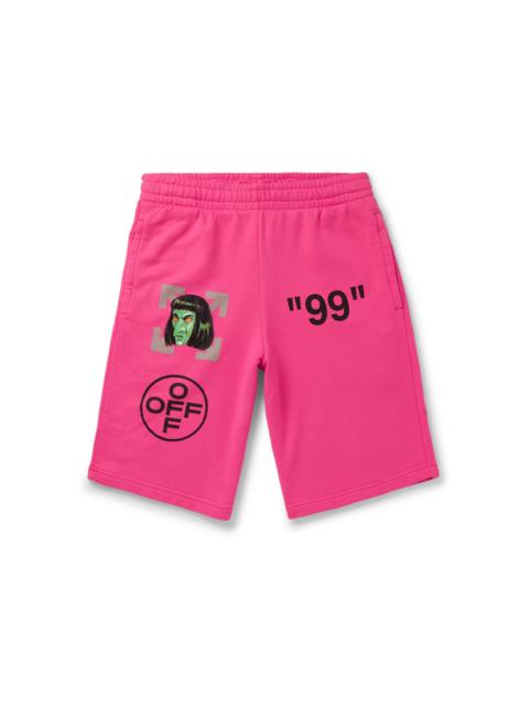 OFF-WHITE Slim Fit 'Green Man' Print Shorts Pink/Black