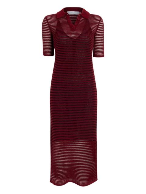 Meline striped polo-collar midi dress