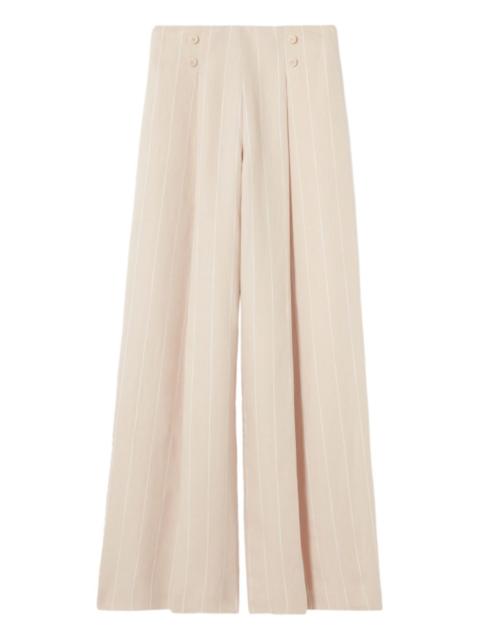 button-detail striped trousers