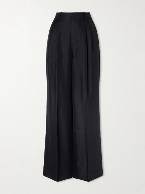 Pleated Silk-twill Wide-leg Pants