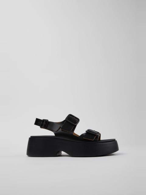 Black Leather Sandals for Women.