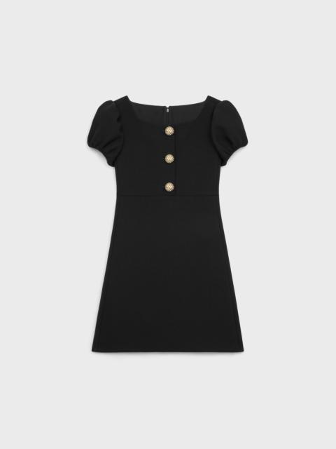 mini dress with jeweled buttons in wool piqué