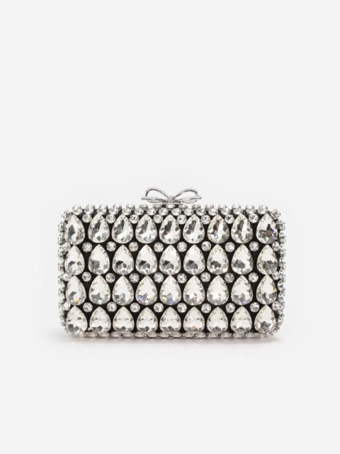 Black Satin Crystal Clutch Bag
