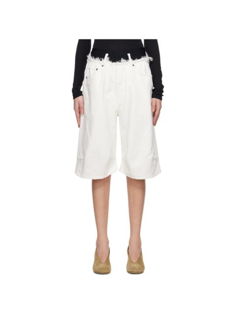 White Knee Denim Shorts