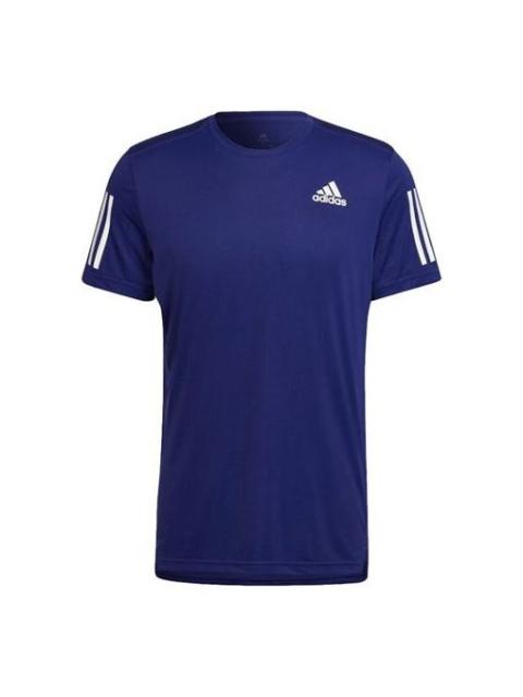 Men's adidas Own The Run Tee Stripe hygroscopic Sweat-Wicking Breathable Sports Round Neck Short Sle