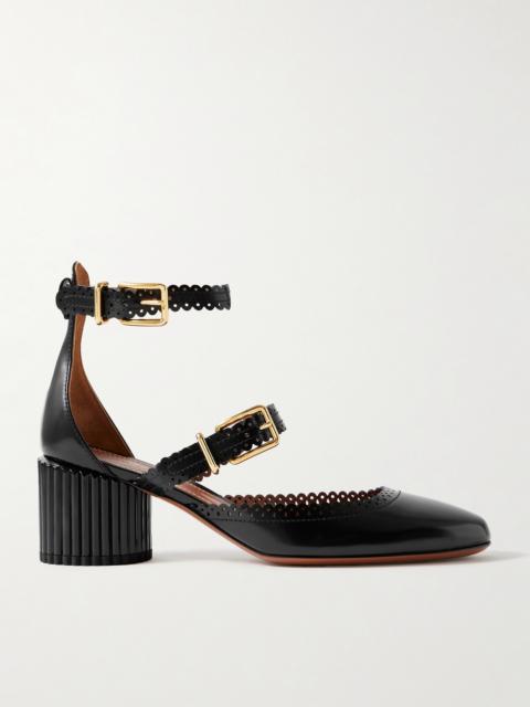 Eddie Scalloped Leather Mary Jane Pumps