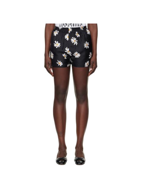 Black All Over Daisy Print Shorts