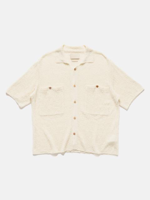 Cotton Sheer Knit Open Collar Shirt Off