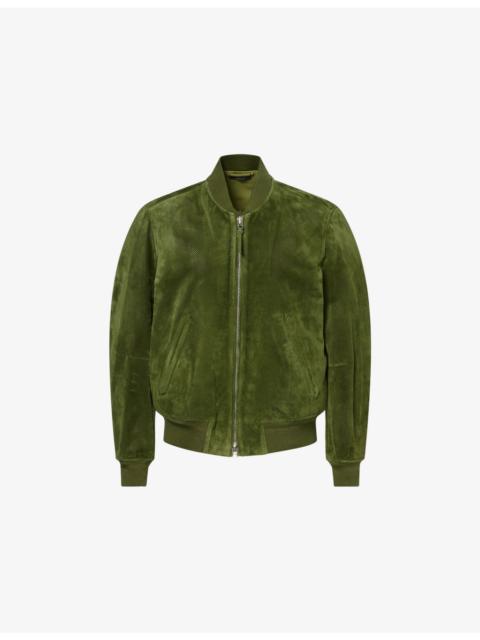 Perforated Cashmere Suede Bomber Jacket