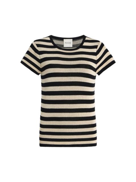 Birdie Striped Knit T-Shirt black/white