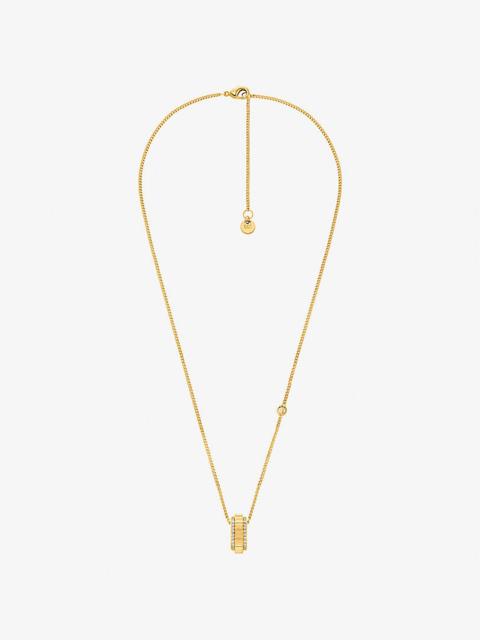 Pavé Gold-Tone Brass Ring Necklace