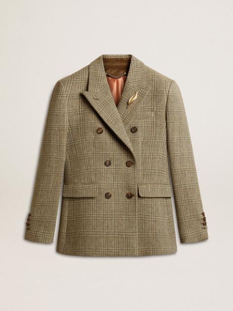 Women's double-breasted blazer in Shetland wool